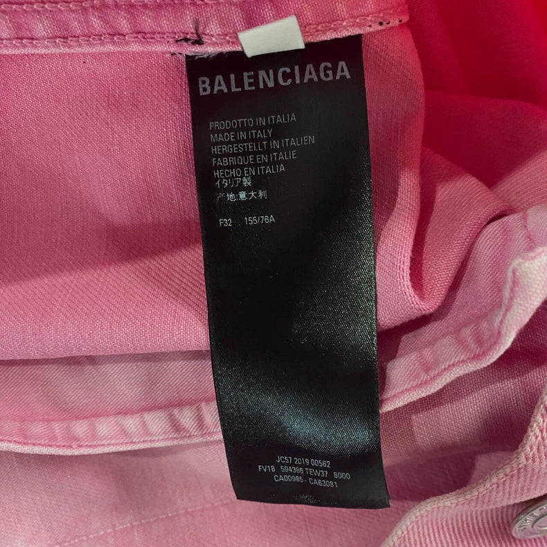 Pink Cotton Denim Jacket by Balenciaga