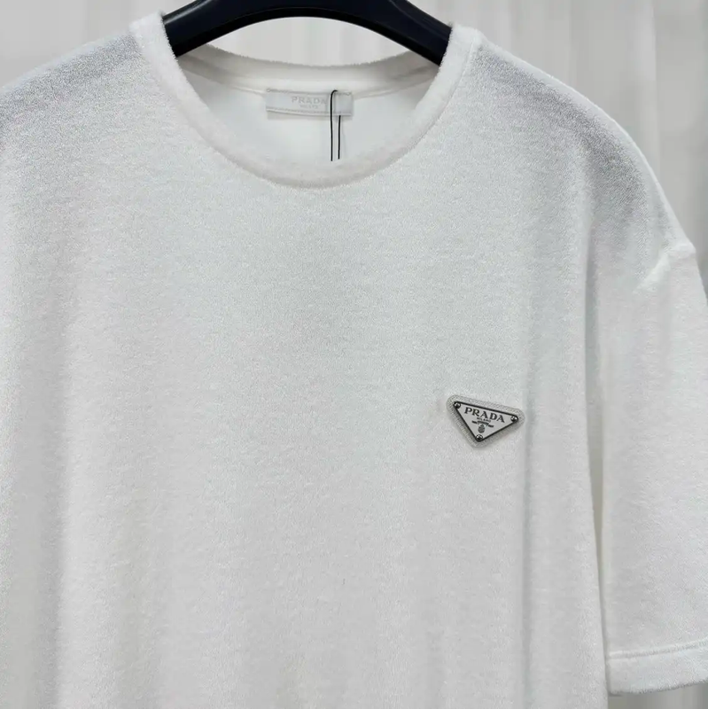 Prada Men's White Logo Short Sleeve T-Shirt