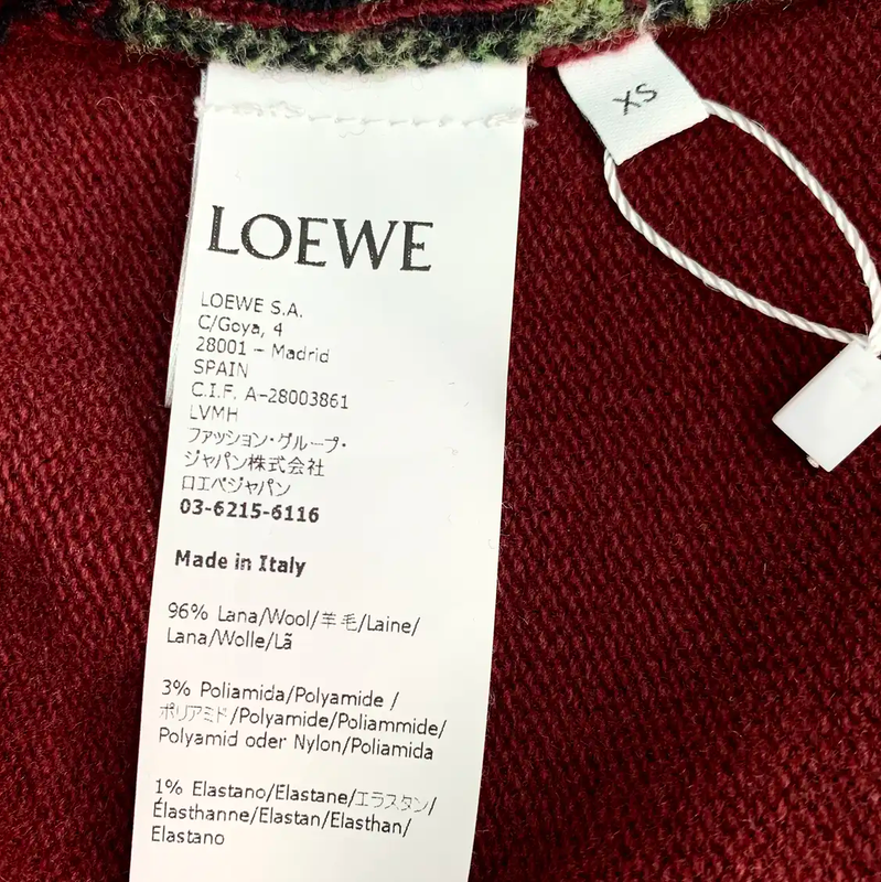Loewe Red Wool Cardigan with Floral Design 0089