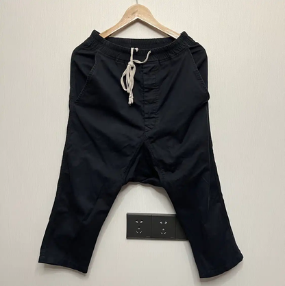 Rick Owens Black Cotton Casual Pants 0089