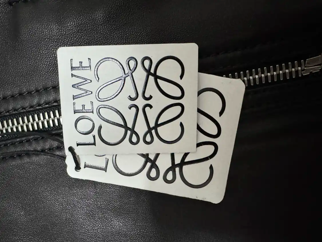 LOEWE Black Leather Embroidered Men's Motorcycle Jacket 0089