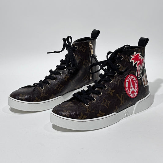 Louis Vuitton Stylish Brown Leather High-Top Sneakers 0079