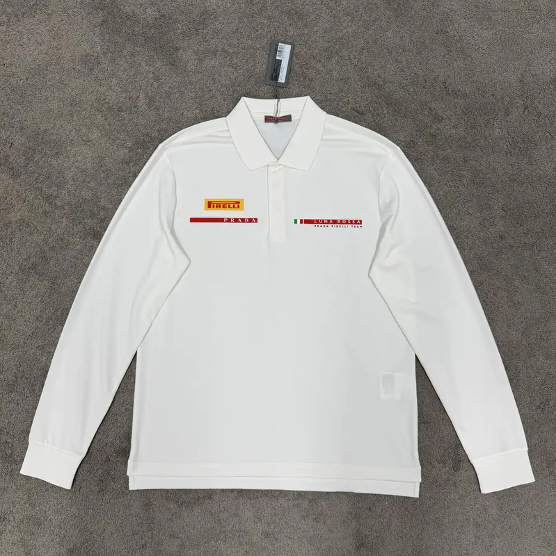 Prada White Long Sleeve Polo for Men