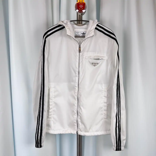 Prada Men's White Nylon Hooded Jacket