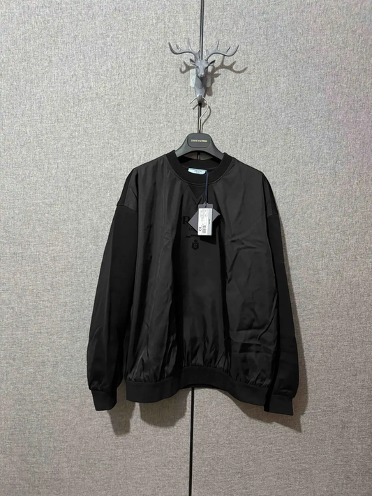 Prada Embroidered Logo Black Sweatshirt