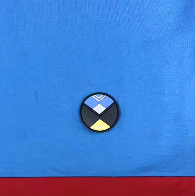 Prada Blue Cotton Logo Short Sleeve T-Shirt