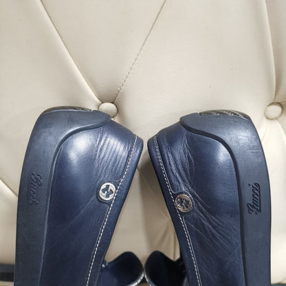 Gucci Blue GG Print Leather Loafers 0079