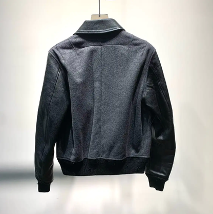 Givenchy Gray Wool and Leather Jacket for Men 0089