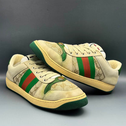 Gucci Screener Dirty Sneakers in Green Leather 0079