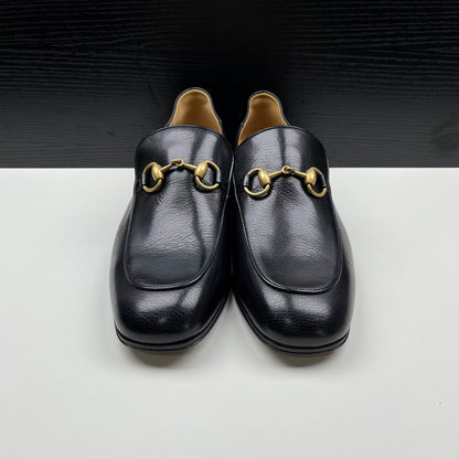Gucci Jordaan Black Leather Slip-On Shoes 0079
