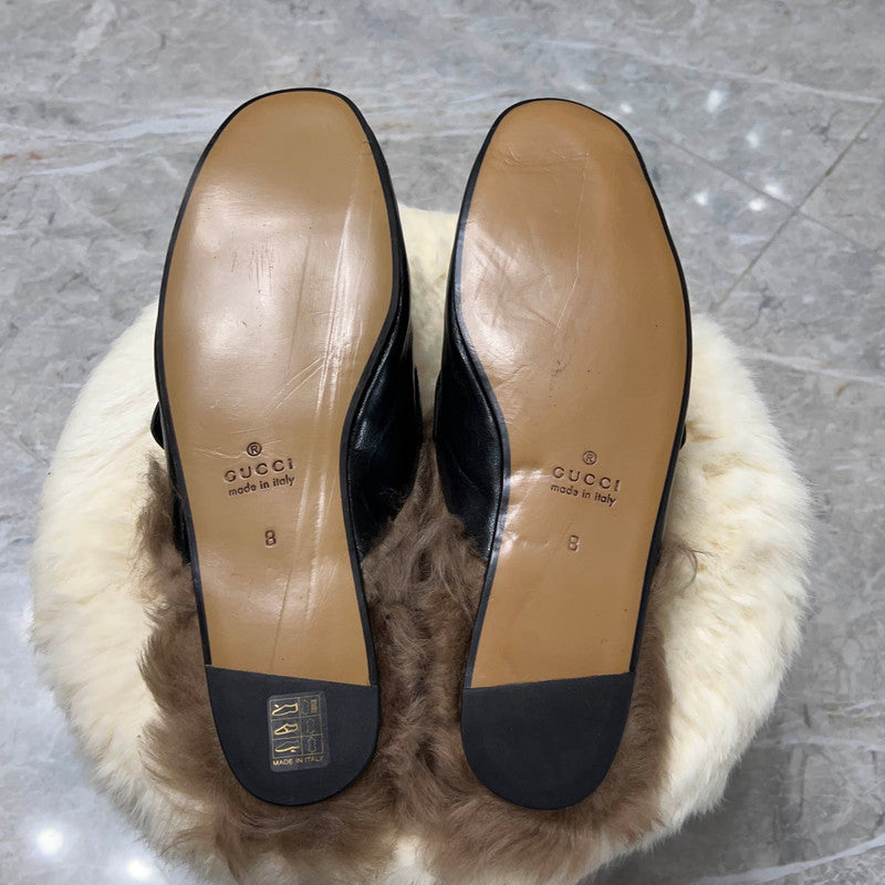 Gucci Black Fur-Lined Loafers for Men 0079