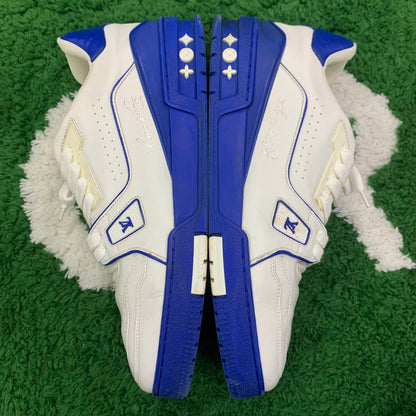 Louis Vuitton Trainer Sport Sneakers in White and Blue 0079