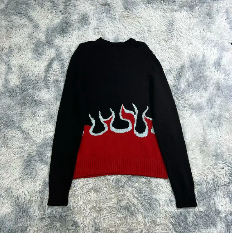 Prada Black Knitted Sweater with Flame Design