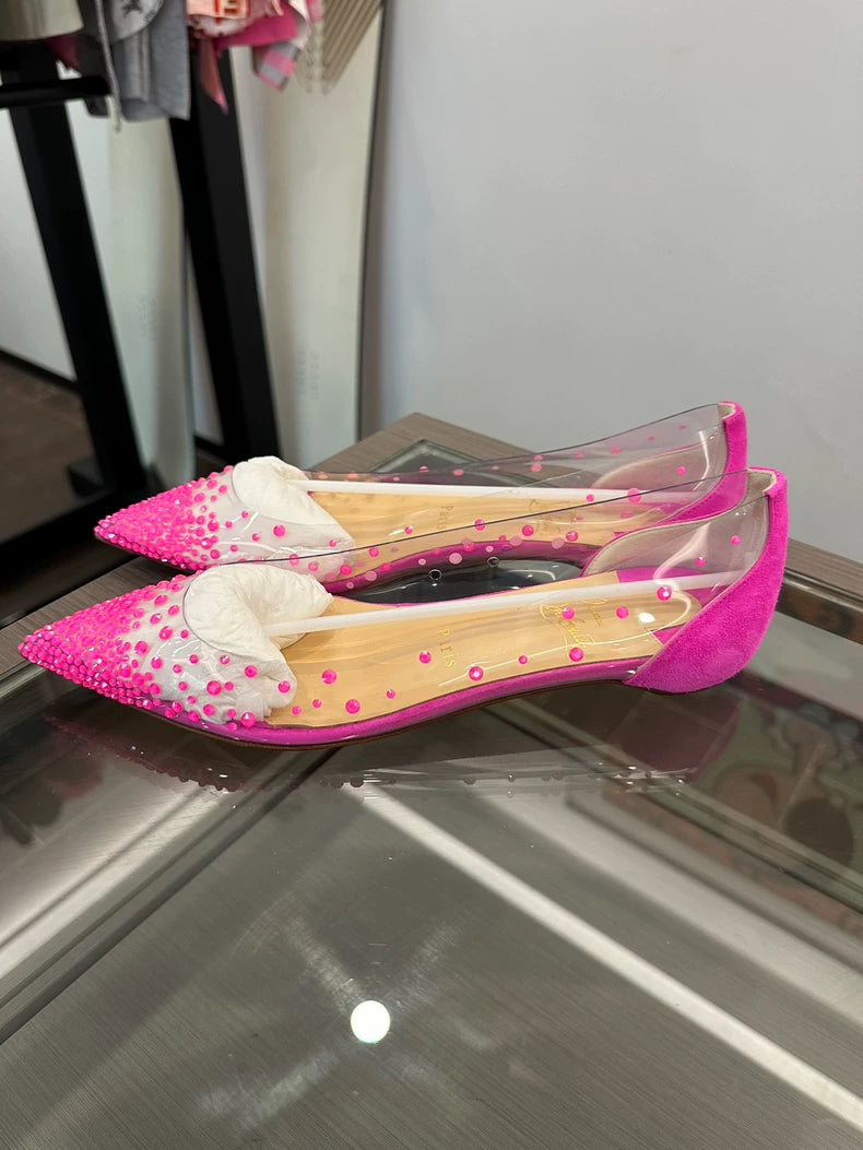 Pink Rhinestone Flat Shoes for Women