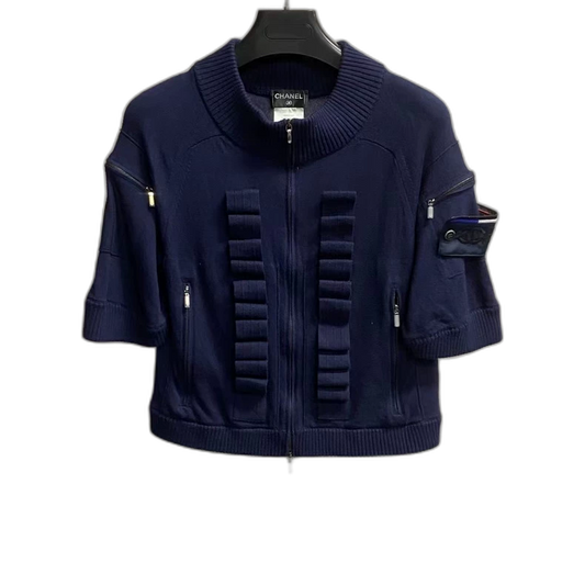 Chanel Blue Short Sleeve Knitted Top