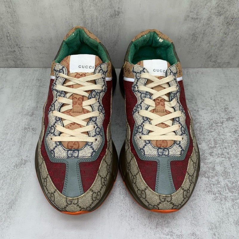 Gucci Rhyton Low Top Dad Sneakers in Red Brown 0079