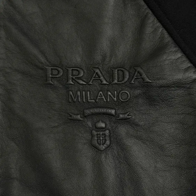 Prada Black Leather Hoodie Jacket