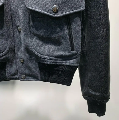 Givenchy Gray Wool and Leather Jacket for Men 0089