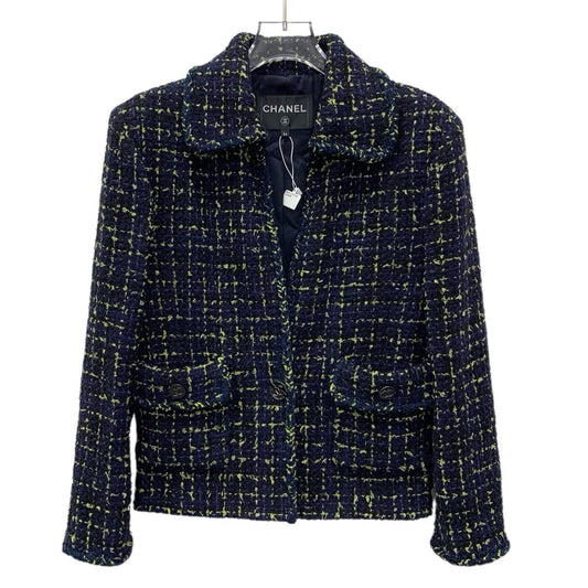 Chanel Blue Tweed Long Sleeve Jacket-yf