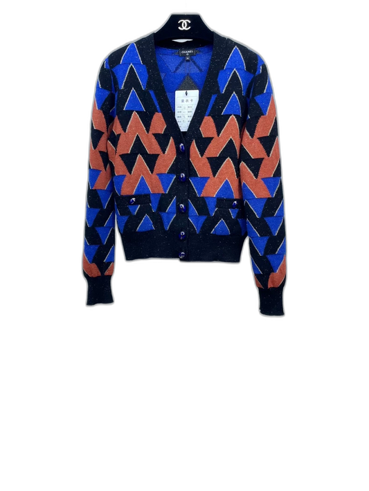 Chanel Knit Sweater Cardigan with Geometric Patterns