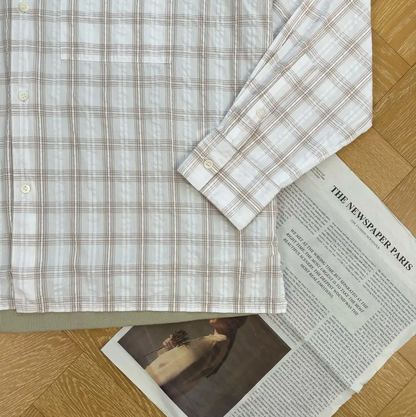 Loewe Men's White Checkered Long Sleeve Shirt 0089