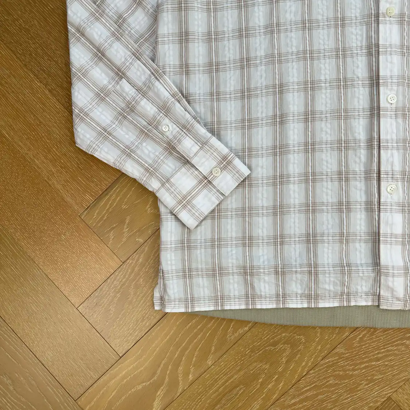 Loewe Men's White Checkered Long Sleeve Shirt 0089