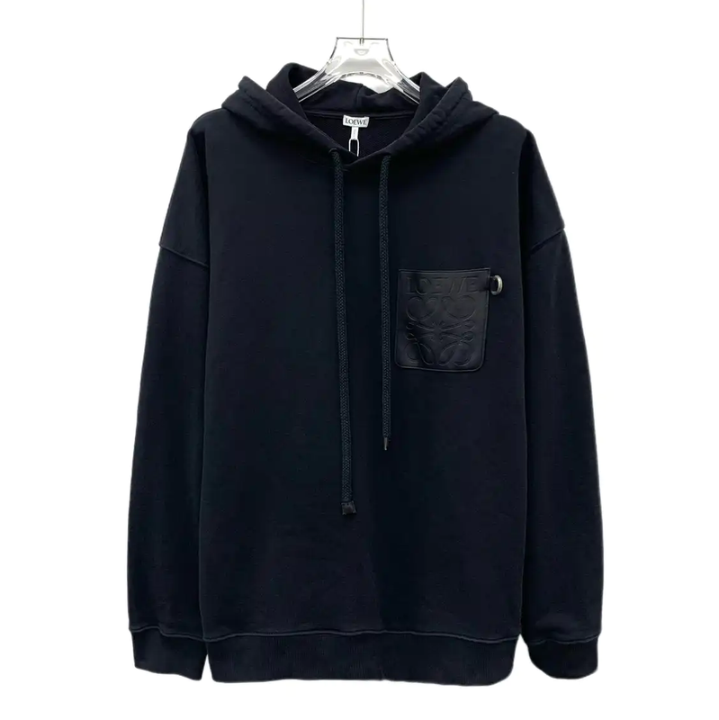 Loewe Black Cotton Hoodie for Men 0089
