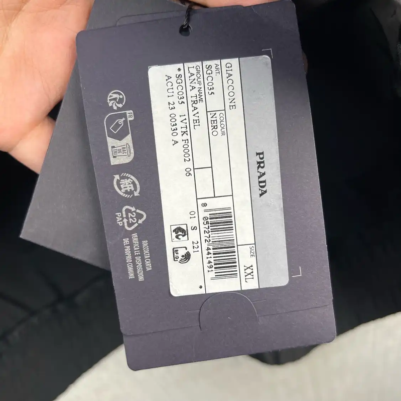 Prada Black Cotton Logo Jacket for Men