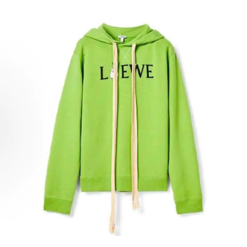 Loewe Green Cotton Long Sleeve Hoodie for Men 0089