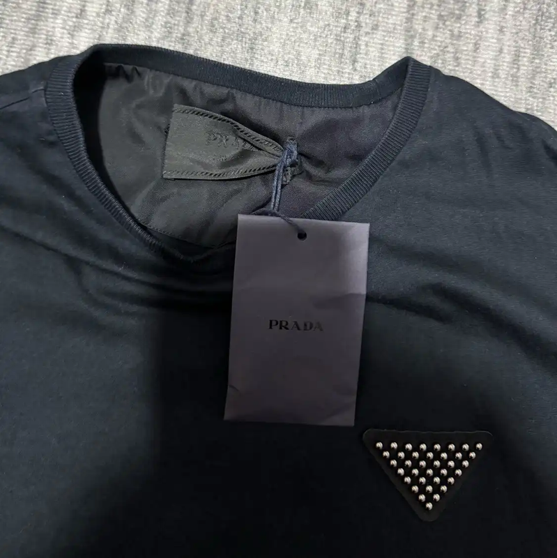 Prada Black Cotton Logo T-Shirt for Men