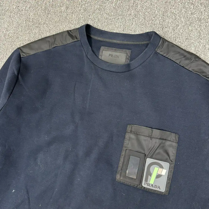 Prada Cotton Sweatshirt in Navy Blue for Men