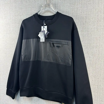 Prada Men's Black Nylon Logo Sweatshirt
