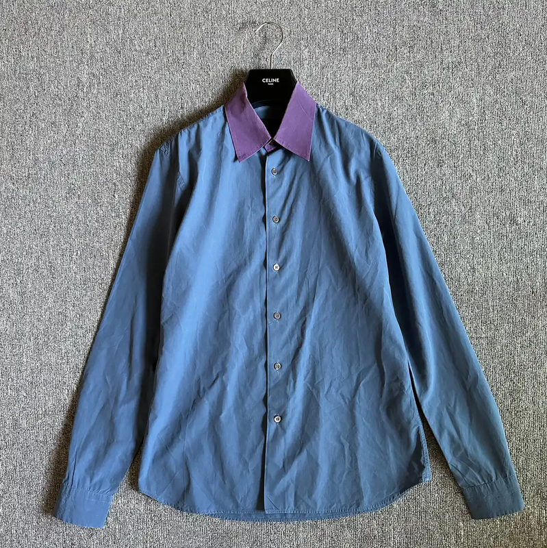 Prada Men's Light Blue Long Sleeve Shirt
