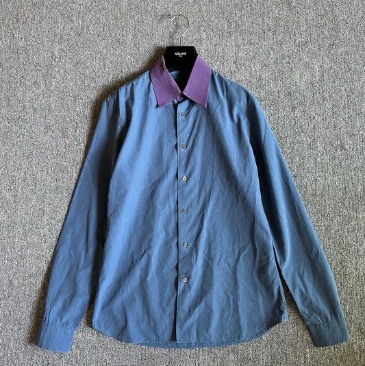 Prada Men's Light Blue Long Sleeve Shirt