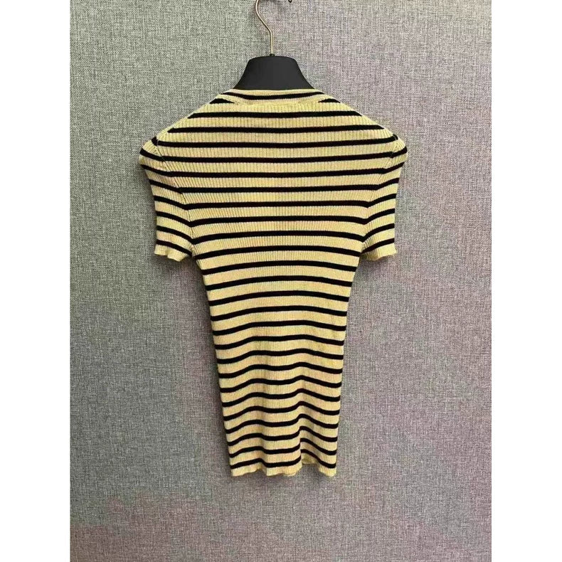 Dior Striped Short Sleeve Top