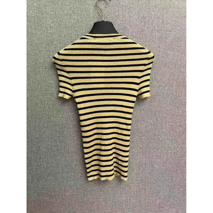 Dior Striped Short Sleeve Top