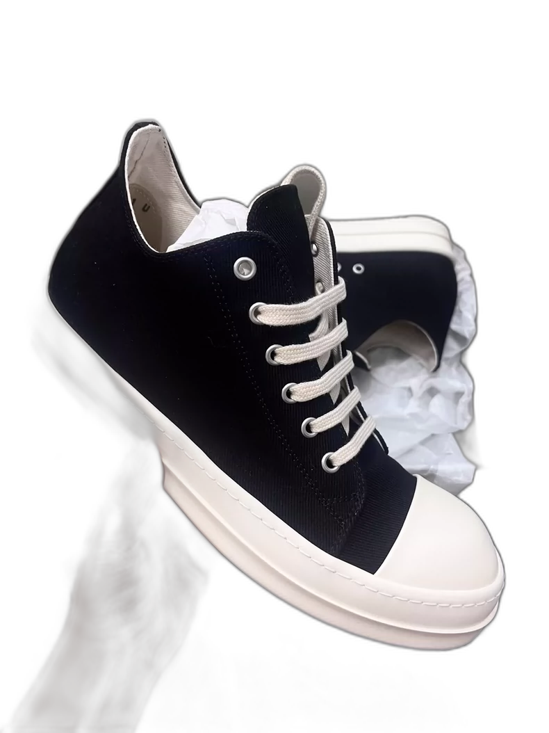 Rick Owens Black and White Low Sneakers-yf