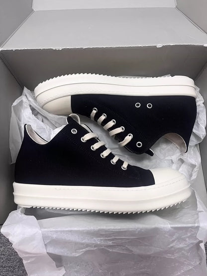 Rick Owens Black and White Low Sneakers-yf