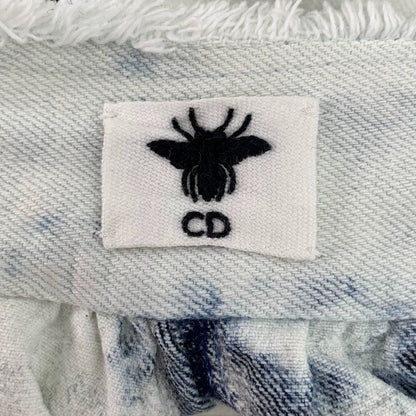 White Tie-Dye Cotton Denim Skirt