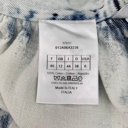 White Tie-Dye Cotton Denim Skirt