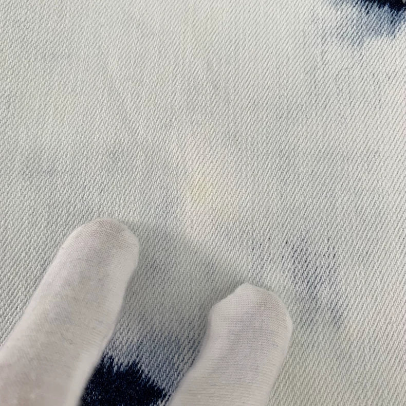 White Tie-Dye Cotton Denim Skirt