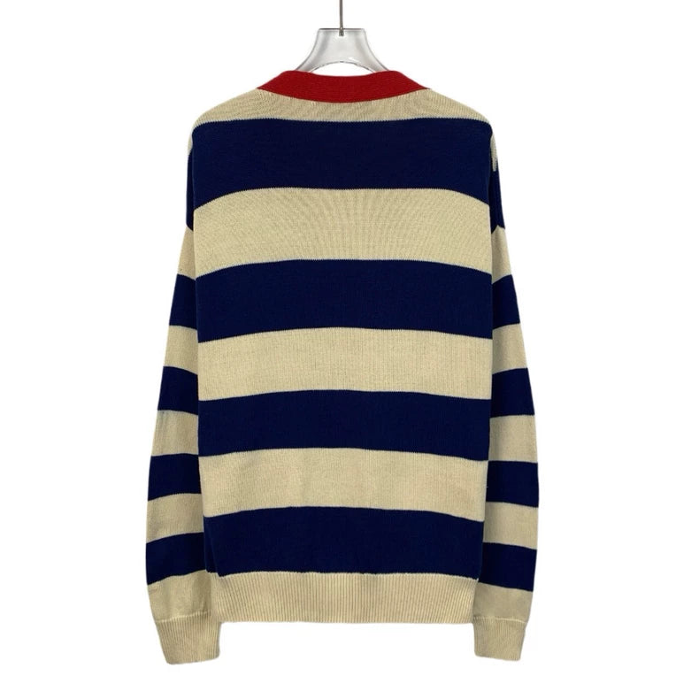 Gucci Striped V-Neck Long Sleeve Cardigan