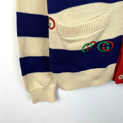 Gucci Striped V-Neck Long Sleeve Cardigan