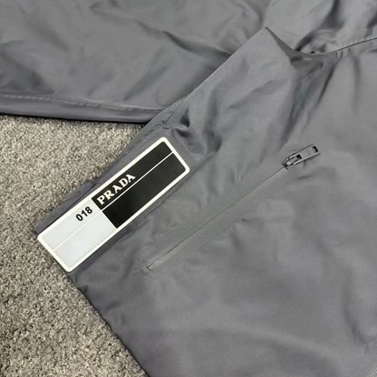 Prada Men's Gray Polyester Hooded Jacket