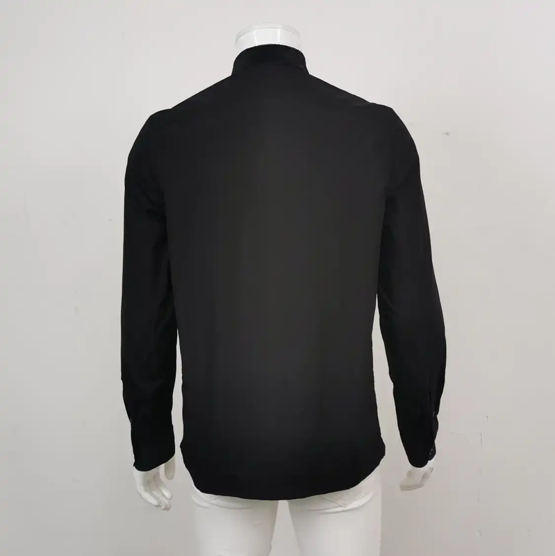 Prada Black Cotton Logo Embroidered Shirt