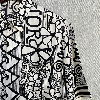 Dior Stussy Black White Floral Short Sleeve Shirt