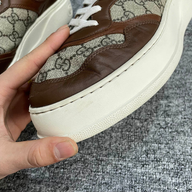 Gucci Brown Canvas Lace-Up Stylish Sneakers 0079