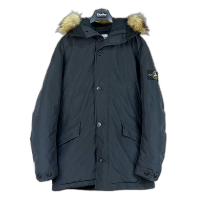 Black Stone Island Embroidered Down Jacket