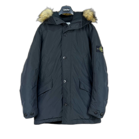 Black Stone Island Embroidered Down Jacket