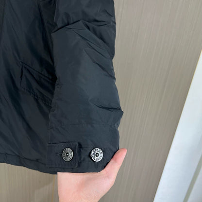 Black Stone Island Embroidered Down Jacket